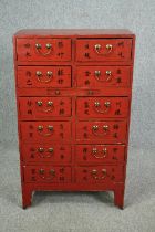 Chest of drawers, C.1900 Chinese lacquered fitted with candle slide. H.110 W.64 D.29cm.