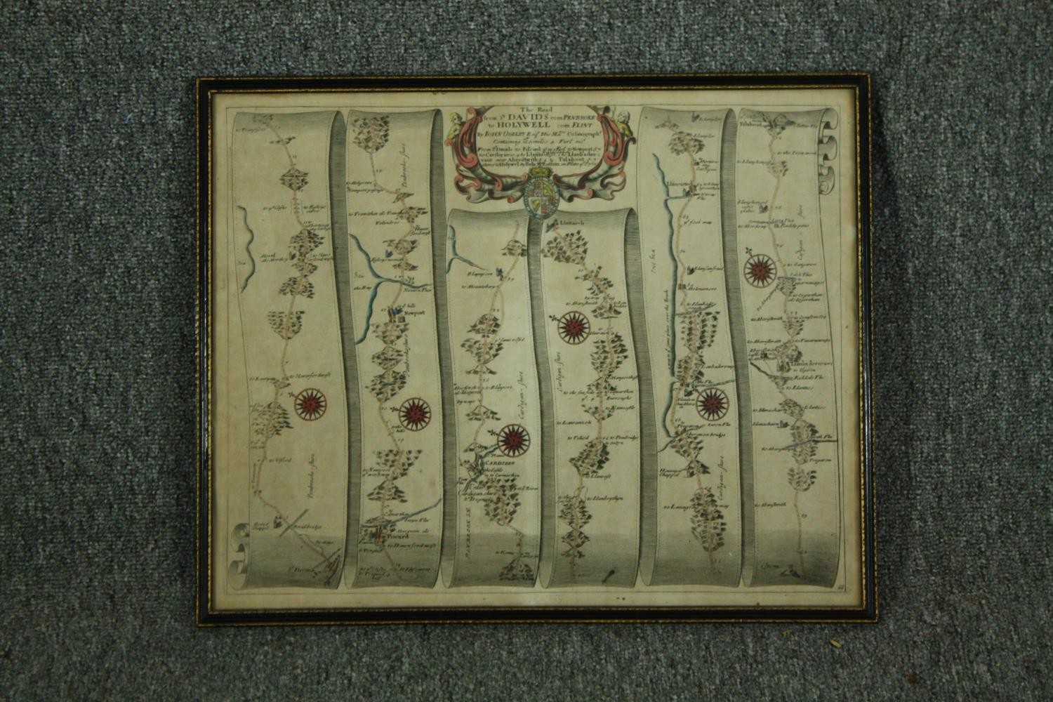 A 19th century framed and glazed strip map; Pembroke. H.40 W.49cm. - Image 2 of 4