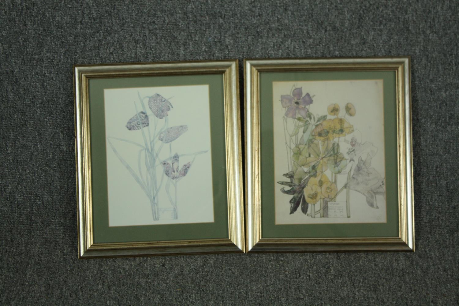 After Mackintosh, a pair of glazed and framed prints. Gallery labels to the reverse. H.34 W.29cm. (