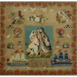 A large 19th century framed and glazed needlework sampler, signed and dated 1863. H.78 W.80cm.