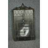 Wall mirror, mid century in wrought metal frame. H.85 W.51cm.