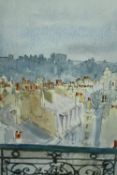 Watercolour, Montmartre, titled, dated and initialled. H.40 W.32cm.
