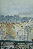 Watercolour, Montmartre, titled, dated and initialled. H.40 W.32cm.