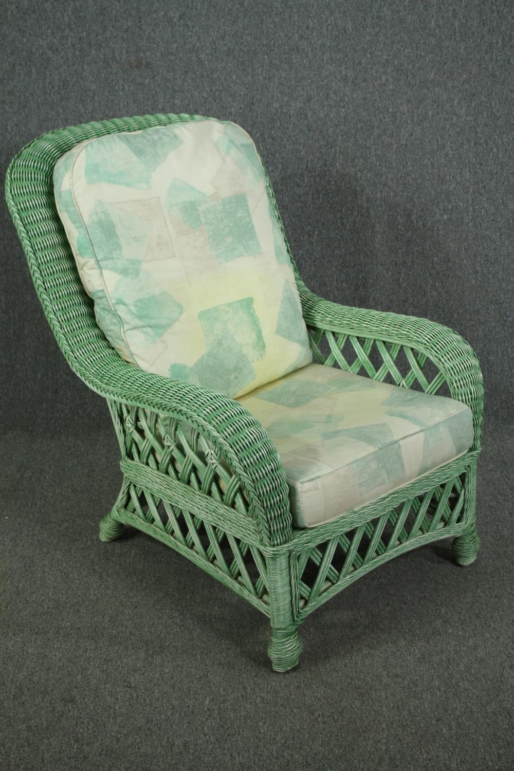 A pair of contemporary loom style conservatory armchairs. H.103 W.73 D.80cm. (each) - Image 3 of 8