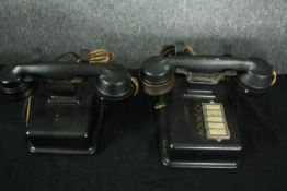 Two vintage Bakelite telephones. H.13 W.23 D.17cm. (Largest).