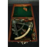 A 19th century cased sextant with label for John Parkes and Sons. H.12 W.28 D.25cm. (Case)