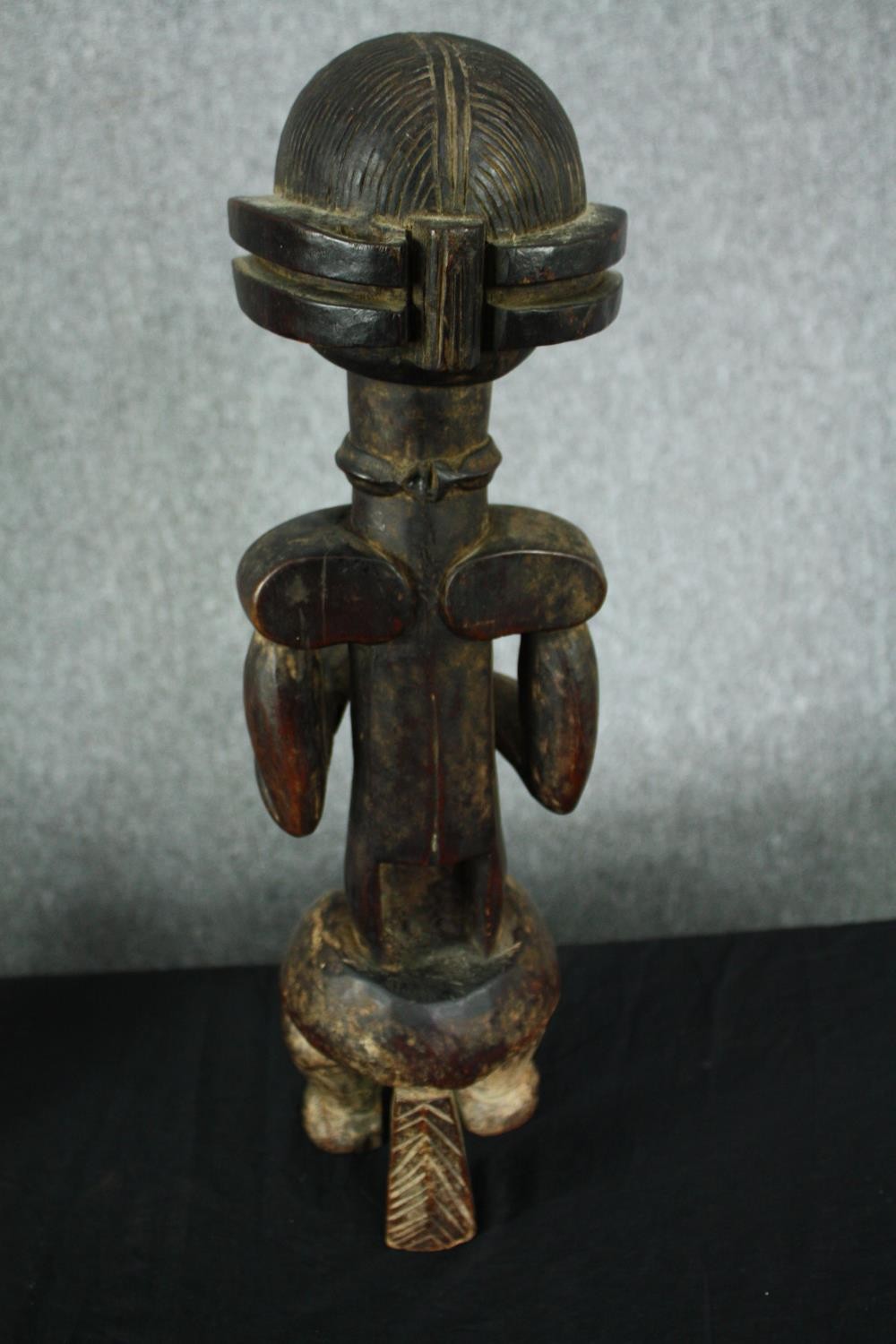An African carved hardwood ancestor figure, possibly 19th century along with a similar example. H. - Image 4 of 11