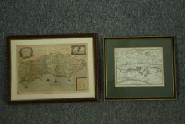 Two 19th century framed and glazed maps. H.32 W.42cm. (Largest)