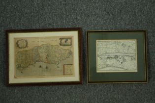 Two 19th century framed and glazed maps. H.32 W.42cm. (Largest)