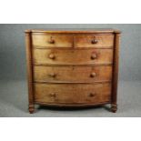 Chest of drawers, early 19th century mahogany bowfronted. H.110 W.118 D.57cm.