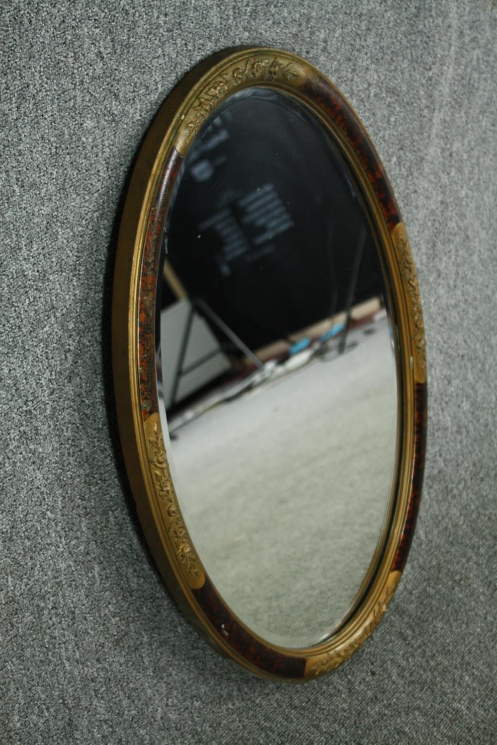 Wall mirror, C.1900 giltwood and gesso with faux tortoiseshell decoration. H.74 W.48cm. - Image 2 of 5