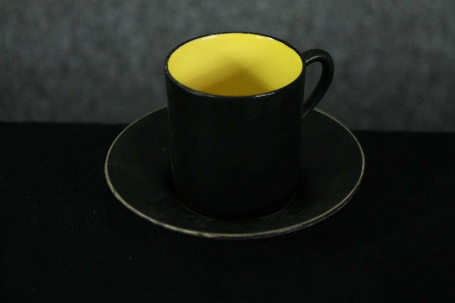 A four person gilded design Martinroda coffee set (one cup missing) along with a black and yellow - Image 2 of 7