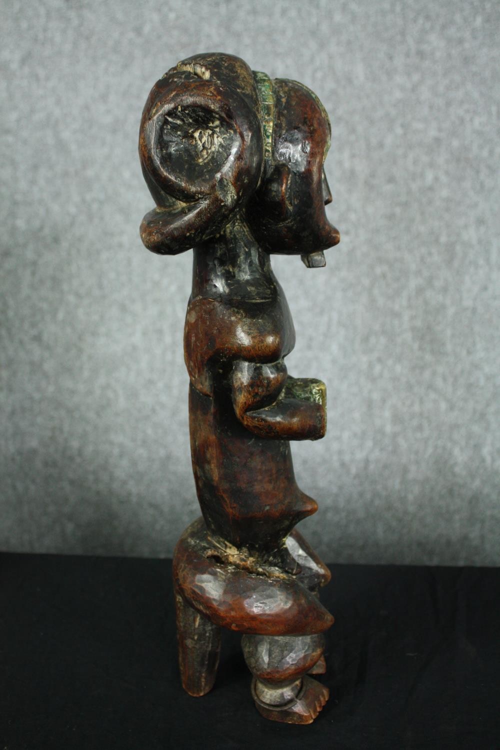 An African carved hardwood ancestor figure, possibly 19th century along with a similar example. H. - Image 10 of 11