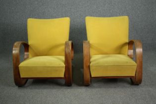 Miroslav Navratil for Up Zavody, a pair of bent plywood lounge armchairs. H.77 W.72 D.80cm. (Each)