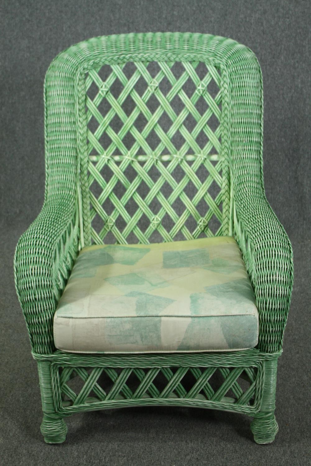 A pair of contemporary loom style conservatory armchairs. H.103 W.73 D.80cm. (each) - Image 6 of 8