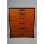 A mid century teak chest of drawers. H.96 W.76 D.42cm.