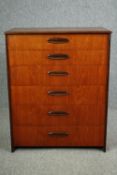A mid century teak chest of drawers. H.96 W.76 D.42cm.
