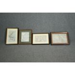 A miscellaneous collection of four maps, 19th century engraved, framed and glazed. H.46 W.33cm. (