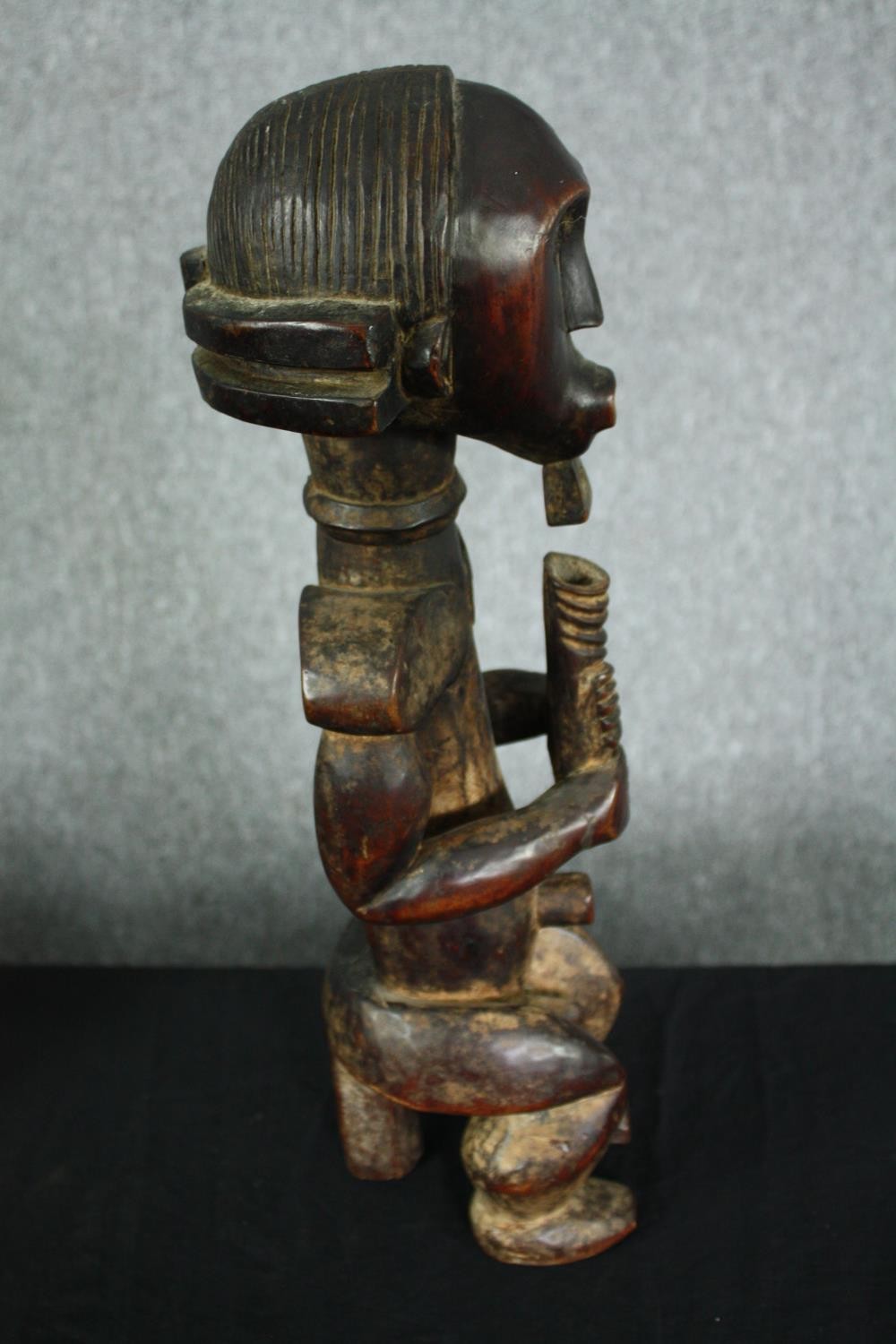 An African carved hardwood ancestor figure, possibly 19th century along with a similar example. H. - Image 5 of 11