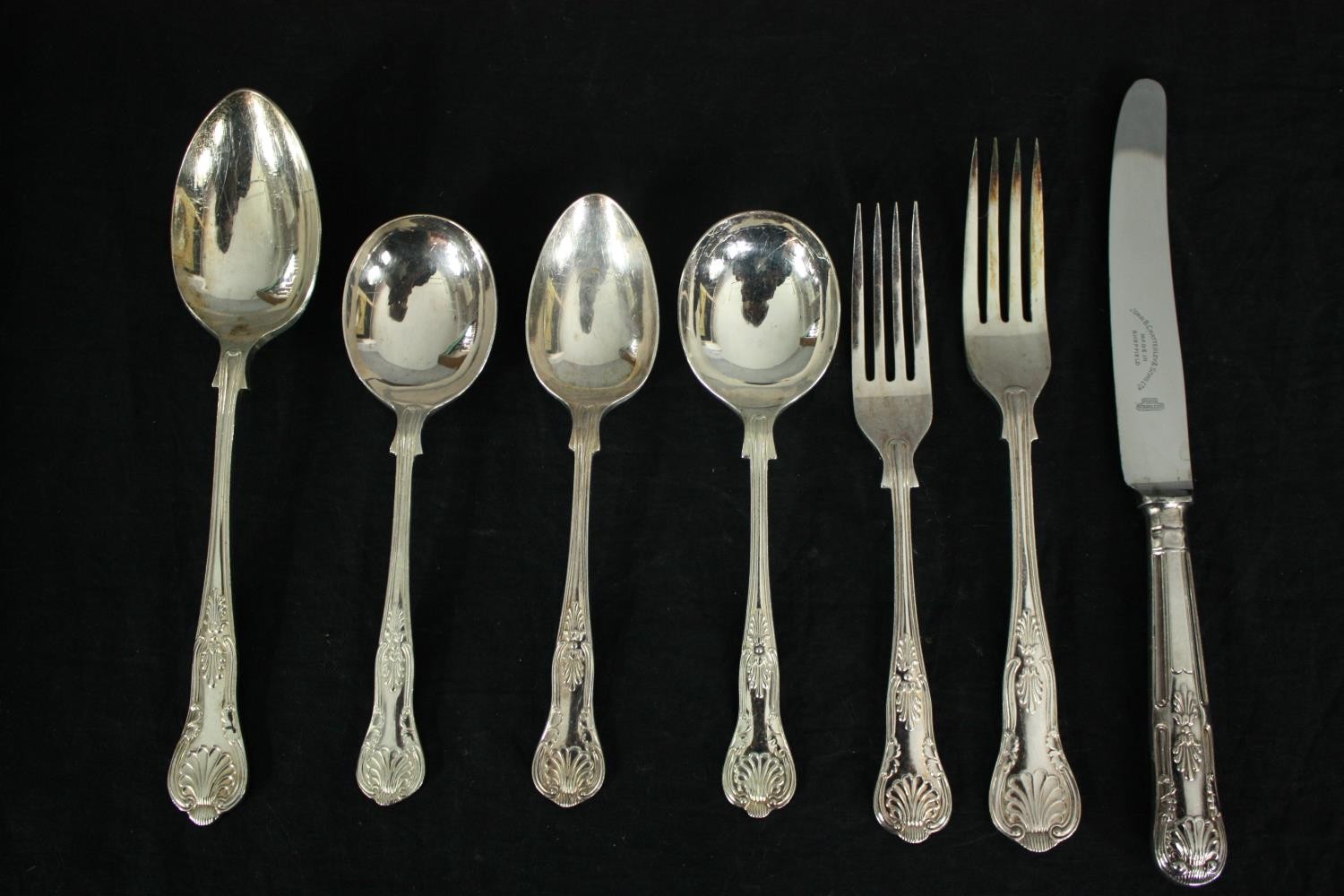 A cased canteen of silver plated cutlery, John B Chatterley. H.10 W.47 D.31cm. - Image 4 of 8