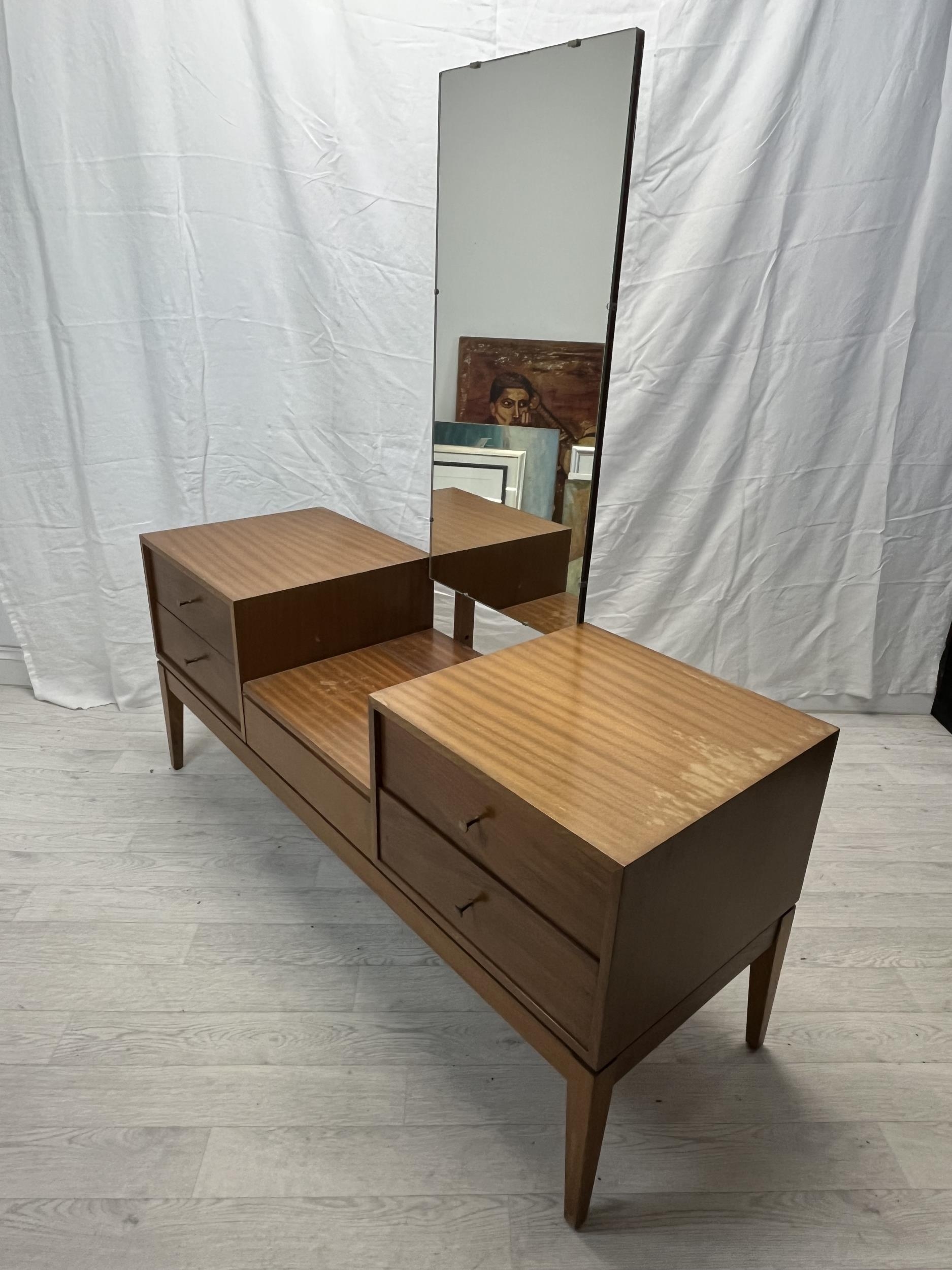 A mid century teak dressing table fitted with swing mirror. H.147 W.137 D.51cm. - Image 2 of 5
