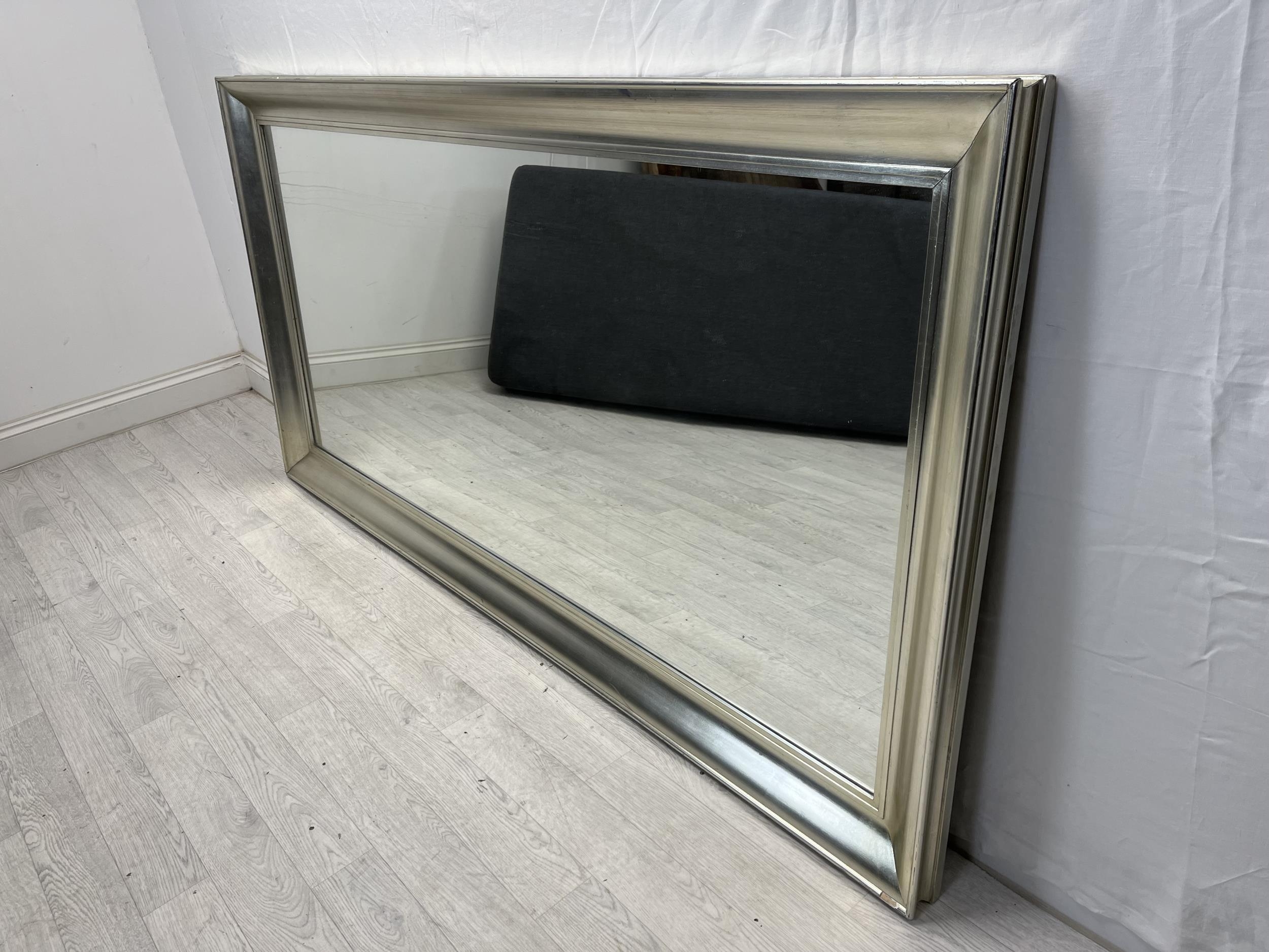 A large contemporary wall mirror in silvered frame. H.100 W.200cm. - Image 2 of 4