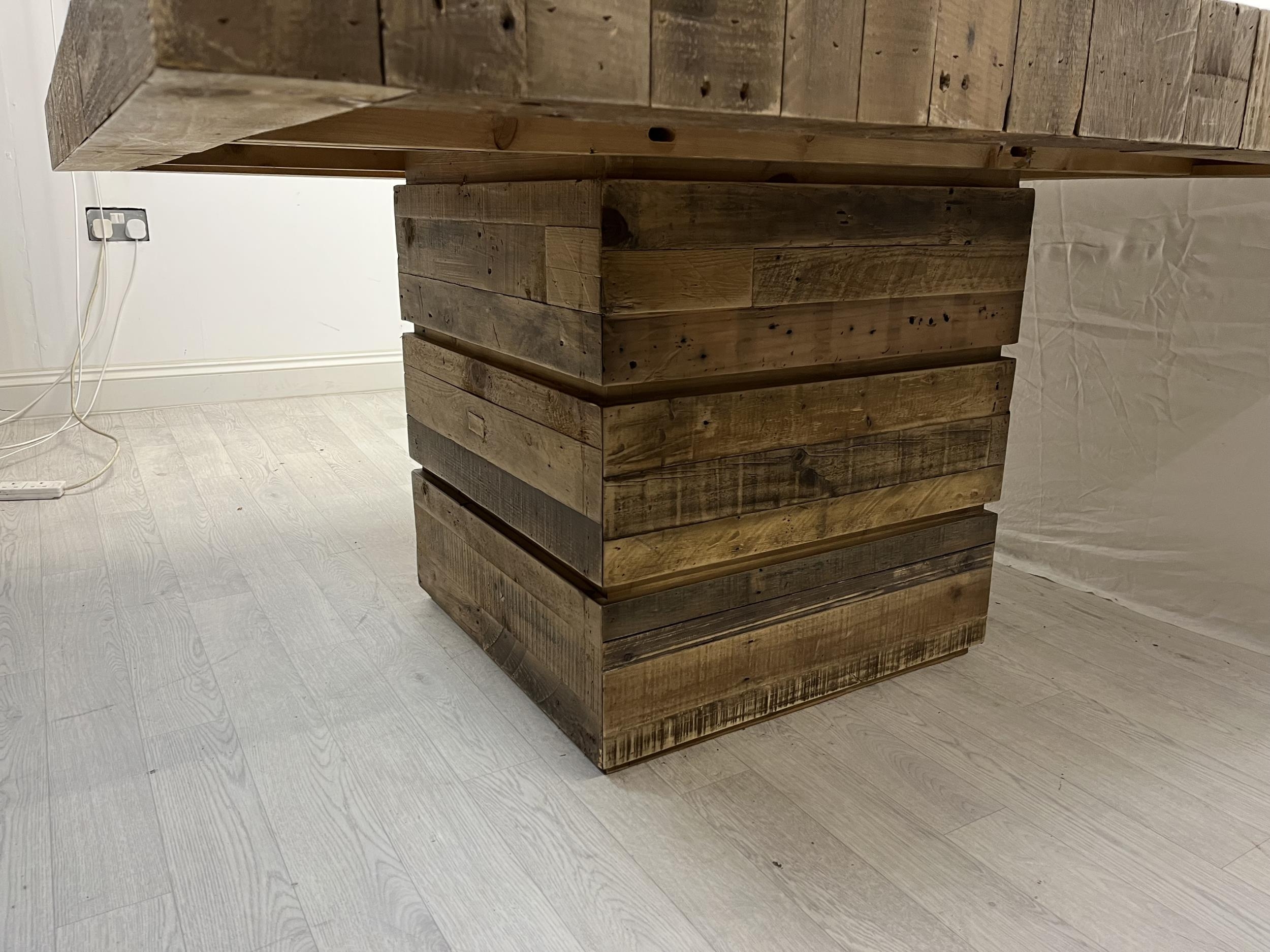 Dining table, contemporary from reclaimed timber. Comes in two parts. H.76 W.148 D.148cm. - Image 4 of 5