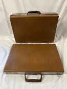 A pair of 1970s vintage matching cases, Samsonite briefcase and an attache case. (With a key that