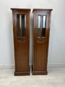 A pair of 19th century walnut north European pedestal display cabinets. H.129 W.33 D27cm