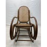 Rocking chair, 19th century Thonet style bentwood with it's separate adjustable runner/footrest. H.