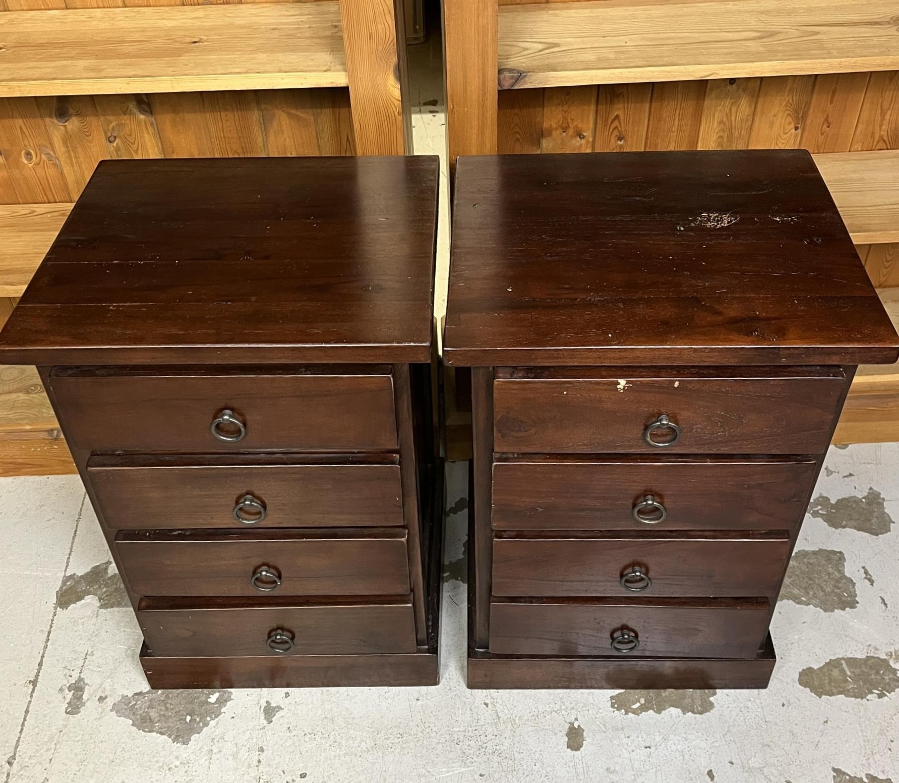 A pair of Eastern teak bedside chests by Raft furniture. H.65 W.45 D.40.cm. - Image 2 of 6