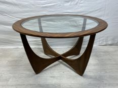 Coffee table, mid century teak Astro table by V B Wilkins for G-Plan. Dia.84cm.