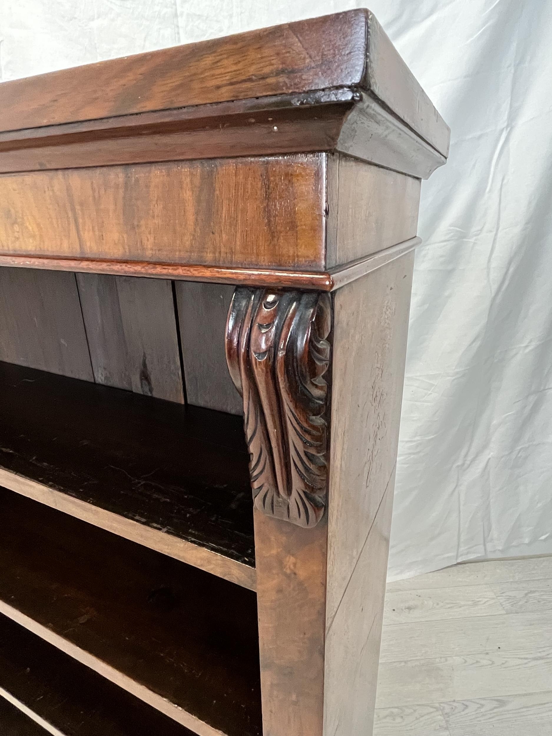 Dwarf open bookcase, mid 19th century figured walnut. H.117 W.114.5 D.27cm. - Image 4 of 4