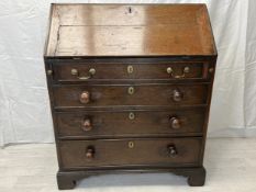 Bureau, 18th century oak. H.104 W.85.5 D.46cm.