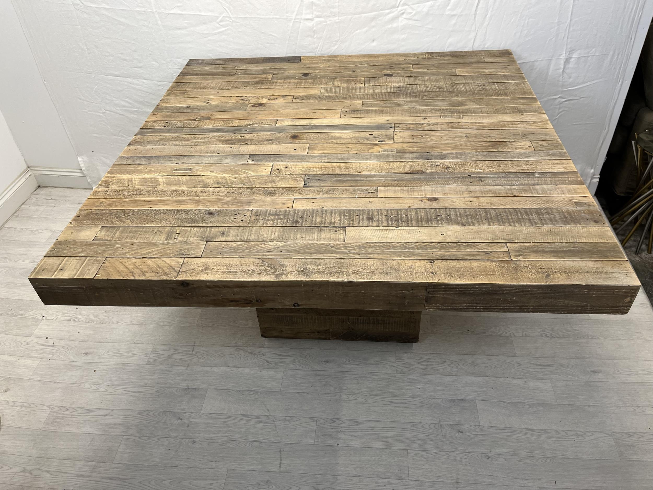 Dining table, contemporary from reclaimed timber. Comes in two parts. H.76 W.148 D.148cm. - Image 2 of 5