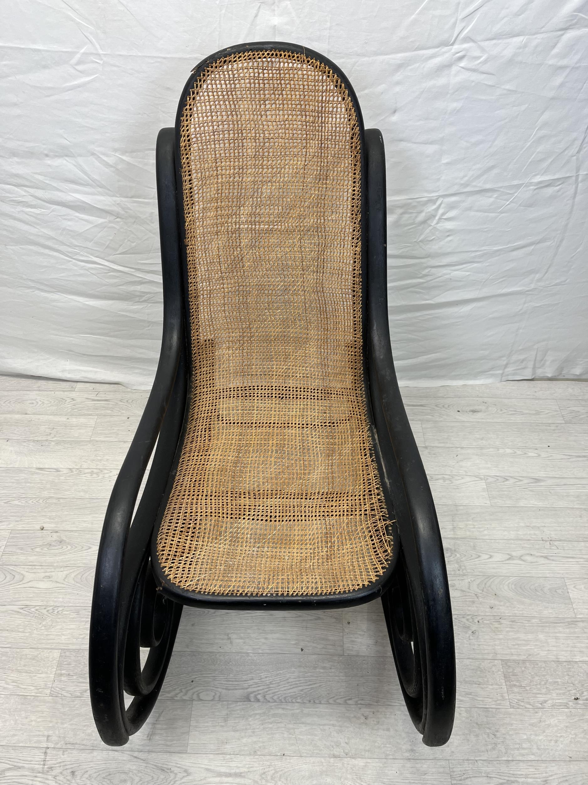 Rocking chair, 19th century Thonet style bentwood with caned seat. H.102cm. - Image 2 of 4