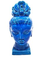 A 1960s turquoise glaze Guanyin bust designed by Aldo Londi for Bitossi. H.29 W.15 D.17cm.