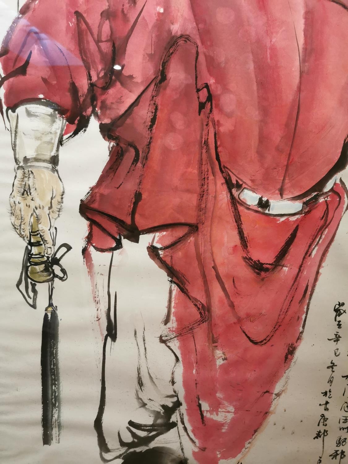 Luo Jian'an, 20th century, Chinese, a large framed and glazed watercolour on paper , 'Zhong Kui' a - Image 5 of 10