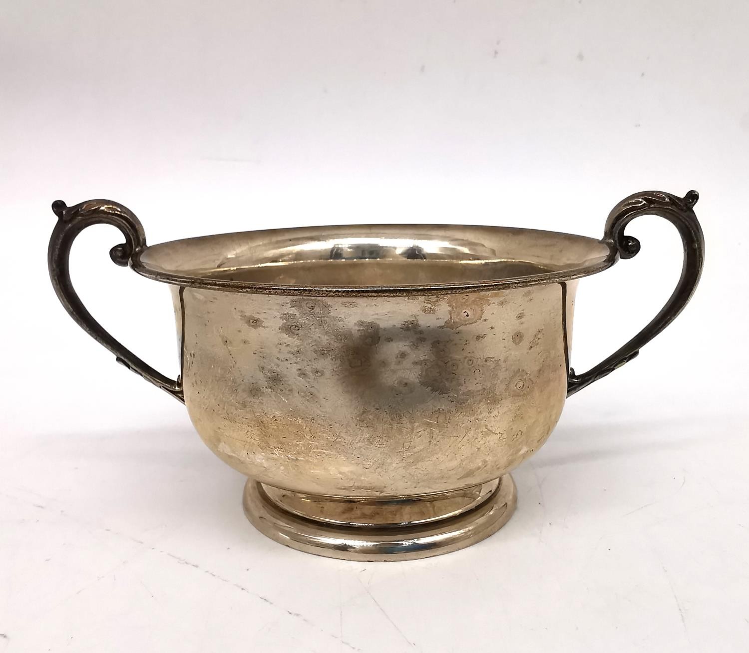 A Victorian silver gravy boat by William Neale along with a 1930s twin handled silver sugar bowl - Image 5 of 7