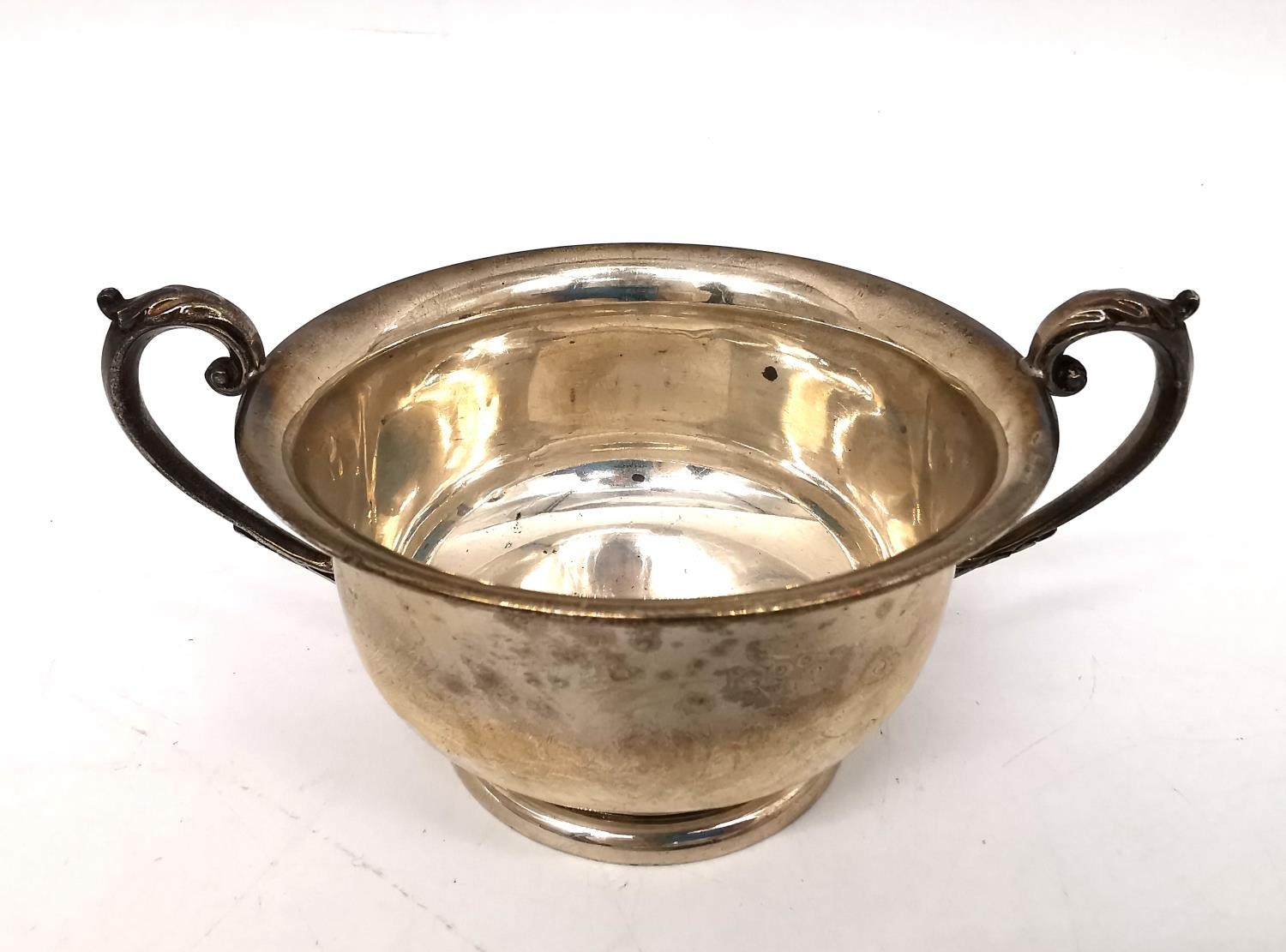 A Victorian silver gravy boat by William Neale along with a 1930s twin handled silver sugar bowl - Image 6 of 7