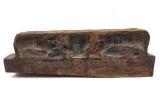 A 19th century decorative Italian wood carving possibly a small lintel or Sicilian cart fragment.