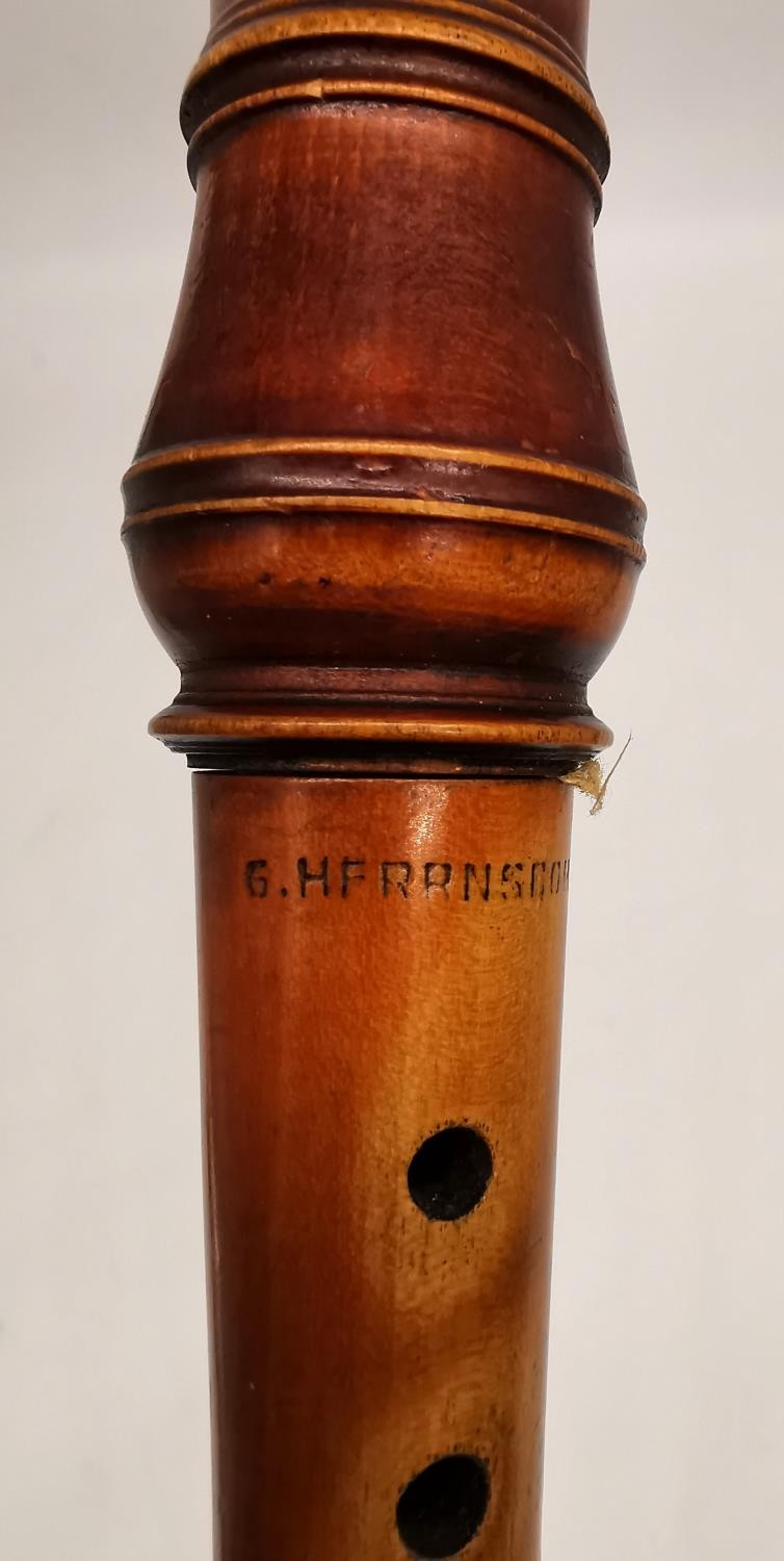 A cased collection of five recorders, a 1970s Schotts 'Concert' three-piece tenor, a fruitwood - Image 33 of 37