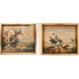 A pair of 19th century framed and glazed hand coloured and engraved collage hunting scene