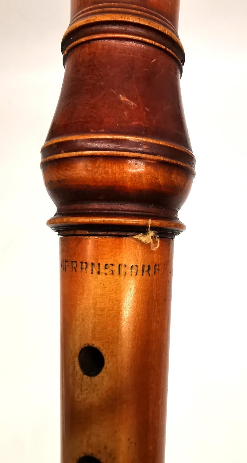 A cased collection of five recorders, a 1970s Schotts 'Concert' three-piece tenor, a fruitwood - Image 34 of 37