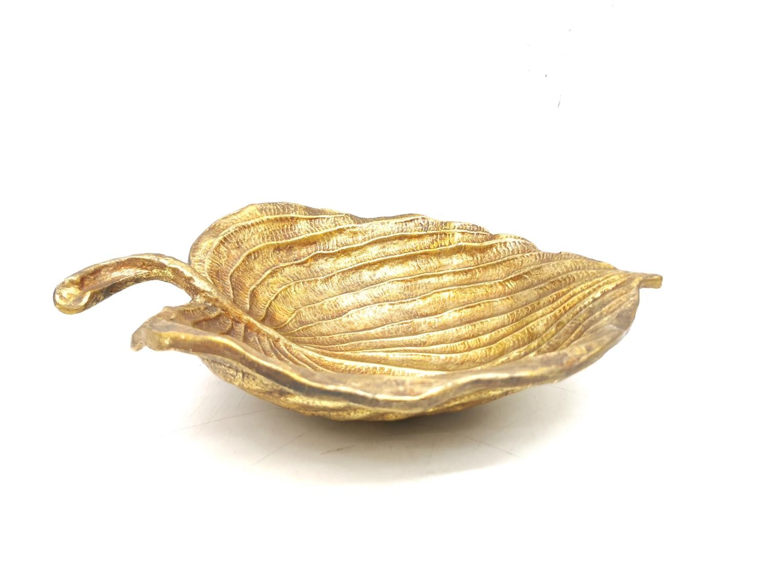 A Michael Aram gilded sculptural leaf bowl, signed to underside of stalk and two 19th century carved - Image 2 of 8