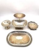 A collection of silver items, including a foliate motif pierced Tazza by Charles Westwood & Sons,