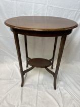 Lamp or occasional table, Edwardian mahogany and satinwood inlaid. H.71 W.62 D.45cm.