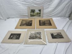 A collection of unframed engravings, a pair of Venice and others. H.38 W.43cm largest.