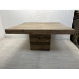 Dining table, contemporary from reclaimed timber. Comes in two parts. H.76 W.148 D.148cm.