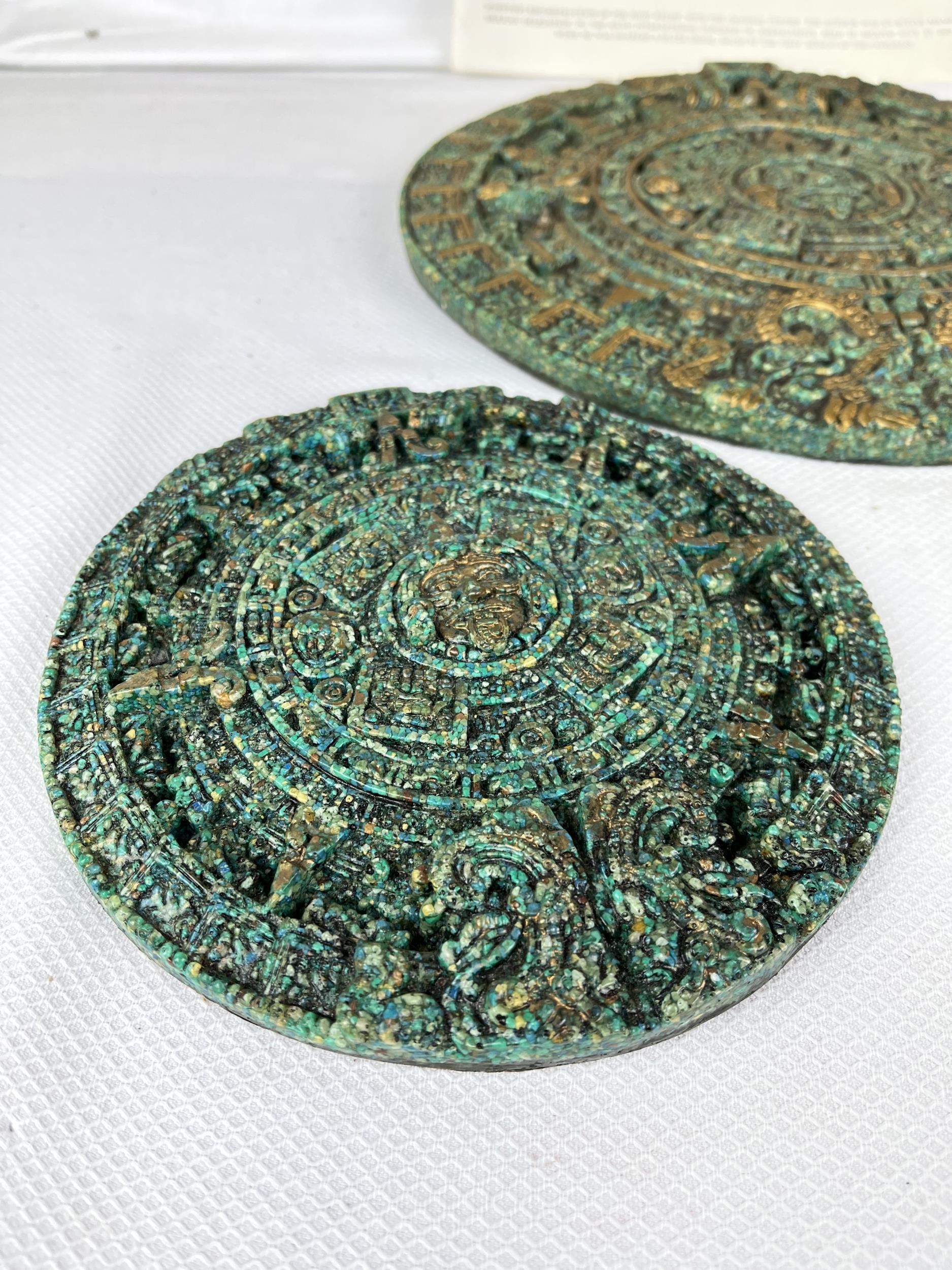 Three moulded Aztec items to do with the calendar. Largest Dia.29.5cm. - Image 3 of 7